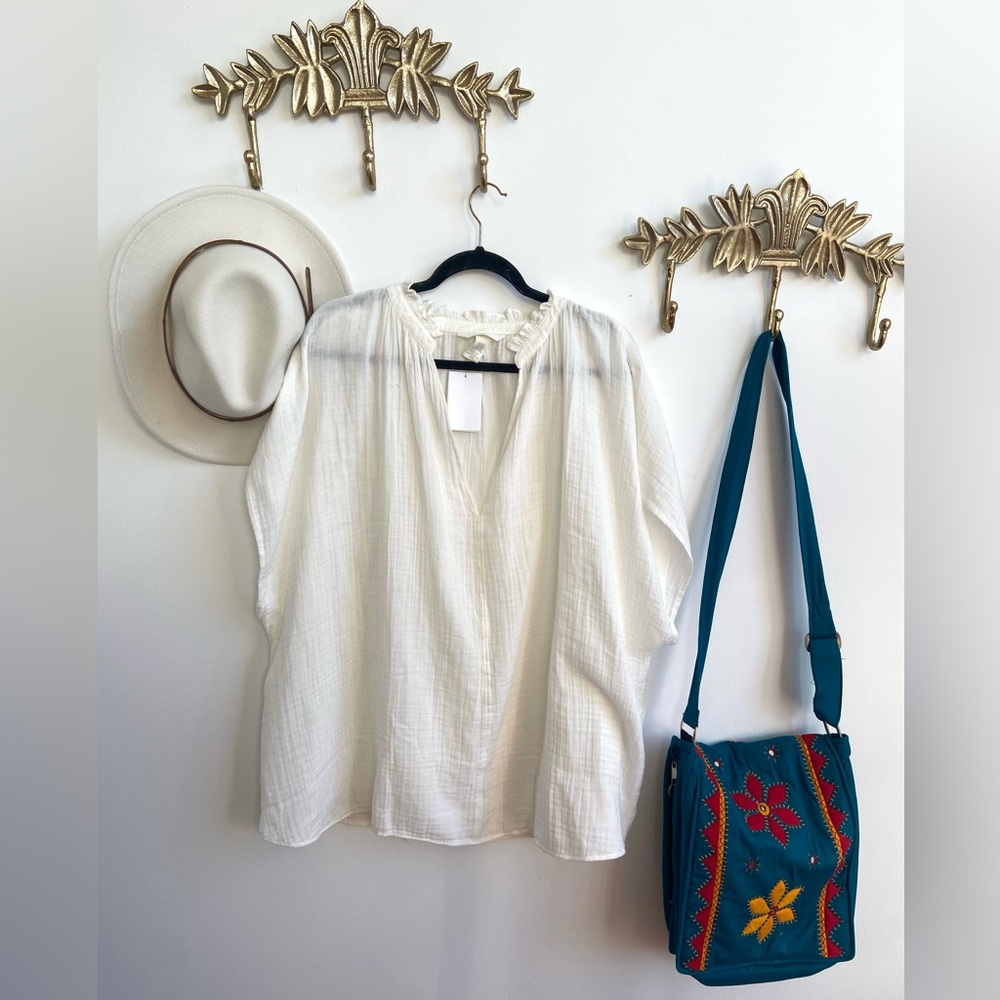 🆕100%cotton flowy voluminous blouse XXL